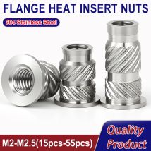 M2 M2.5 Stainless Steel Flange Heat Insert Nuts Threaded Inserts Nut Hot Melt Heat Knurled Embed Injection for 3D Print Plastic