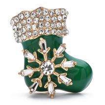 Wuli&baby Snowflake Christmas Boots Brooches For Women Kids 2-color Red Green Enamel Winter Socks Shoe Brooch Pins Gifts