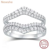 Newshe Ringe aus 925er-Sterlingsilber, verstellbarer Ehering für Frauen, gebogenes Wunschring-Set, AAAAA-CZ-Schmuck