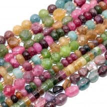 Natürliche Stein Bunte Turmalin Rondelle Platz Unregelmäßige Runde Lose Raum Perlen Für Schmuck Machen Diy Armband Zubehör