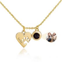 Collana Personalizzata con Nome e Foto Incisi, Collane con Proiezione Fotografica, Collana con Impronta di Cane o Gatto, Regali Commemorativi per Amanti degli Animali