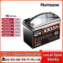 Humsienk 12 V 100 Ah integrierte 100 A BMS Lithium-Eisenphosphat-Akkus für Wohnmobile/Transporter/Trolling-Motor/Golfwagen/Camping/UL 1973