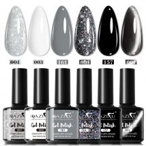 6Pcs Black White Nail Gel Polish Set 10Ml Soak Off UV LED Varnish Manicure Tools Design For Home Salon Nail Art DIY