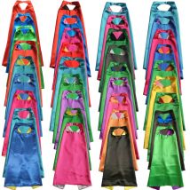 Superhelden-Umhänge mit Maske, umkehrbar, zweifarbig, für Kinder, Geburtstagsparty, Satin, solide Umhänge, Satin-Umhänge für Jungen und Mädchen