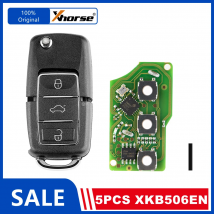 5 Stück XHORSE XKB506EN B5 Flip 3 Tasten XK-Serie Draht-Fernbedienungsschlüssel Extreme Black