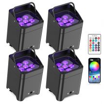 U'King 4PCS 6x18W 6IN1 RGBAW + UV Par Light Telecomando senza fili LED Luce a batteria per discoteca DJ Bar Party Concert Stage Light