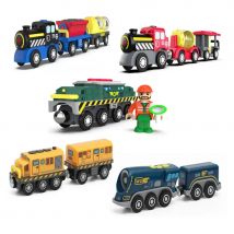 Kid Treno Elettrico Magnetico Locomotiva per Auto Pista in Legno Slot Pista Ferroviaria Pressofusa Giocattoli Educativi per Bambini Regali