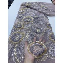 2024 hochwertige afrikanische Nigeria Tüll Spitze Stoff Pailletten Französisch Stickerei Hochzeits feier Kleid Perlen Stein 5yards jy365