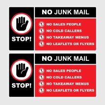2Packs 100mm x 50mm Stop No Junk Mail Letterbox Sign Stickers For Car Window Home Front Door