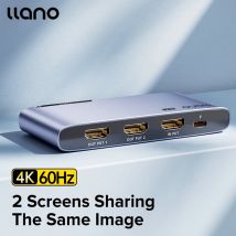 llano HDMI Splitter 1 in 2 out, splitter HDMI 4K per doppi monitor solo duplicato/specchio, splitter HDMI 1x2 amplificatore da 1 a 2