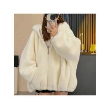 Women Faux Fur Jackets Hooded Coat Thick Warm Fluffy Shaggy Outerwear Hoodie Overcoat Female Autumn Winter 2025 Streetwear