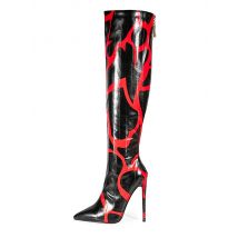 12CM Stiletto Boots Party High Heels Women Pointy Winter Leather High Boots Rear zipper Europe and America Sexy Nightclub Shoes