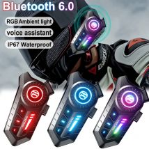 Motorcycle Bluetooth 6.0 Helmet Headset 1000mAh Moto Earphone Motorbike Hands Free Wireless Headphone with Ambient light