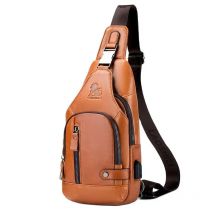 Neue Echt leder Brusttasche Herrenmode Stil lässige Umhängetaschen mit USB große Kapazität Herren Umhängetasche