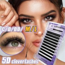 LAKANAKU Cilios 5D W-förmige Wimpernverlängerung C/D/DD/M/L Curl Automatische Blume W Wimpern Einzelne falsche Wimpern