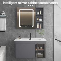 Multifunctional Modern Bathroom Vanity Fashion Mirror Cabinet Mainly Aluminum Simple Style With Artistic Ceramic Sink Furniture