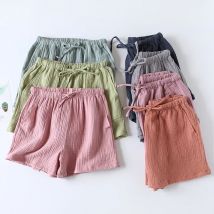 2026 Japanese new style ladies summer shorts 100% cotton crepe thin loose home pants plus size beach pants bottoms cute shorts