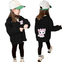 Mädchen Nette Katze Drucken Zipper Jacken Mantel Frühling Herbst Kinder Cartoon Kätzchen Mit Kapuze Sweatshirt Mädchen Mode Sport Oberbekleidung
