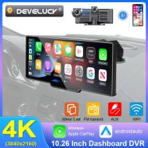 10.26 "4k Dash Cam Rückfahr kamera WiFi Carplay & Android Auto Dual Lens Auto DVR Video recorder Aux GPS 24h BT FM Spiegel Monitor