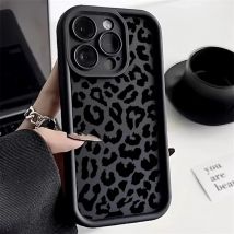 Custodia per telefono in silicone con motivo stampa leopardo nero per iPhone 17 11 12 13 14 15 16 Pro Max 16E X XS XR 7 8 Plus 16 Cover antiurto