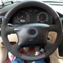 Auto-Lenkradbezug, rutschfest, weiches Wildleder, für VW Golf 4, MK4 1998–2004, Passat B5 1996–2005, Ledergeflecht für Lenkrad