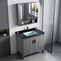 Multifunctional Bathroom Vanity Modern Cabinet Mirror Cabinet Black countertop Integrated with Ceramic Sink Bathroom Furniture