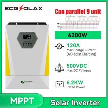 ECGSOLAX 6200W Inverter solare ibrido 120A Regolatore solare MPPT integrato 48VDC Caricatore inverter off-grid Onda sinusoidale pura 6.2KW