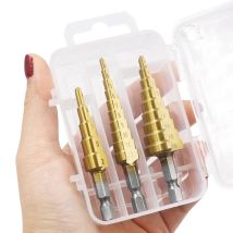 Titanbeschichteter Stufenbohrer-Satz mit gerader Nut und sechseckigem Schaft, 3-12/4-12/4-20, verpackte Erweiterung im Pagodenstil für gemischte Materialien