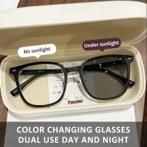 Photochromic Glasses Neutral Myopia Glasses 0 To -4.0 Photochromic Grey/Tan Anti Blue Light Plastic Frame Computer Glasses