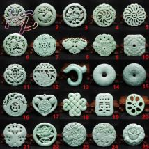 Jade doppelseitige hohle Drachen blume Anhänger Halskette Zubehör Schmuck Amulette grüne Geschenke Frauen natürlich geschnitzte echte Charms