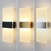 Lámpara de pared redondeada en ángulo recto, LED de estilo moderno, cuerpo de aluminio, acrílico mate, para hotel, pasillo, dormitorio, cabecera