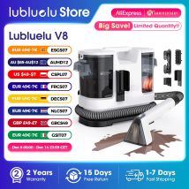 Lubluelu V8 800W Limpiador de alfombras de agua caliente 60 ° C limpieza profunda de las manchas 15kPa del animal doméstico fuerte succión 5M cable de alimentación largo 1.75L tanque