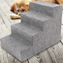 Haustiertreppe für Hunde und Katzen: 4-stufige orthopädische Stufen mit Gelenkstützschaum – 45,7 cm Höhe, keine Montage, strukturiertes, rutschfestes Design