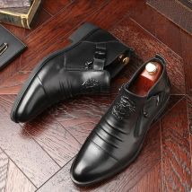 Size 48 Mens Shoes High Quality Ankle Boots for Men，men Dress Shoes Pointed Toe Business Casual Leather Shoes Men Chelsea Boots