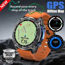 2025 Nowy T-Rex Taktyczny Smartwatch Wbudowany GPS Mapa Offline 4GB Pamięci 5ATM IP69K Wodoodporny do Pływania Męski Militarny Smart Bracele