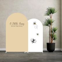 Mehofond Custom 2-seitiger A Little Honey Is on The Way Bee Kids Birthday Baby Shower Cover Chiara Arch Hintergrund Dekor Hintergrund