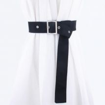 Black Fabric Cloth Wide Belts for Women Dresses Female Coat Waist Appreal Accessories Sliver Buckle Corset Belt Waistband