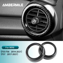 Anillo de ventilación lateral para salpicadero de coche, cubierta de salida de aire, accesorios de fibra de carbono Real, calcomanía adhesiva, para Mini Cooper F55, F56, F57, 2017-2021