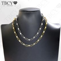 Tbcyd 4,5mm d Farbe Moissan ite Kette Halskette für Frauen gra zertifiziert s925 Silber 18 Karat vergoldet Büroklammer Halskette Armband