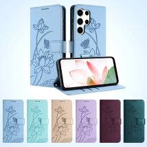 Fiore Custodia a portafoglio in pelle per telefono Libro per Samsung Galaxy S25 S24 S23 Ultra S22 S21 Plus S20 FE A07 A17 A06 A16 A26 A36 A56 Cover