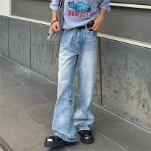 Männer Vintage Jeans Mode Gewaschen Straße Casual Breite Bein Denim Hosen Herbst Winter Distressed Lose Männliche Vielseitige Neue Hosen