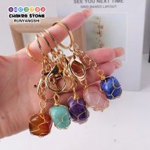 Natur kristall Poliers tein Metallgitter Weben Metall Schlüssel bund kreative Kunst handwerk Zierstein exquisite Dekoration