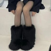 Winter Shoe Women's Winter Fluffy  Fur Boots Woman Plush Warm Snow Boots Luxury Footwear Girls' Furry Fur Bottes Fashion