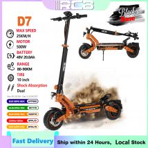 Scooter elettrico RCB D7/D7PRO per adulti - Motore da 500 W, freni a doppio disco, portata 80-110 km, carico 150 kg, pneumatici fuoristrada da 10", pieghevoli