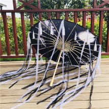 Schwarzes Band Quasten Regenschirm Frau Fotografie Requisiten Antikes Kostüm Hanfu Paraguas Guard