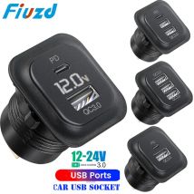 Presa di corrente di ricarica rapida per caricatore USB per auto 12v con adattatore di ricarica rapida voltmetro per camion moto RV marino 12v 24v