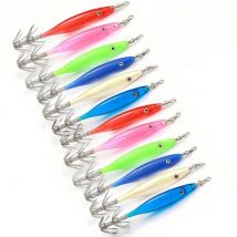 Ackibbik 12pcs Glow Shrimp Fishing Lure Bait Luminous Squid Jigs Bait Squid Sea Fishing Squid Cuttlefishg Fishing Accessories