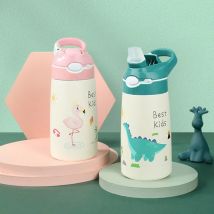 400 ML Kinder Wasser Flasche Cartoon Tier Thermos Becher Baby Ente Billed Stroh 316 Edelstahl Vakuum Flaschen Thermos Flasche