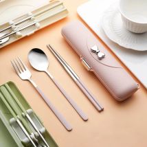 Tragbares Geschirr-Set, Besteckset aus Edelstahl 304, Camping, Essstäbchen, Gabel, Löffel, Outdoor-Besteck-Set, Picknick-Dinner-Set