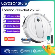 Laresar P10 Aspirapolvere Robot e Mop, Aspirazione 4500Pa, Controllo APP, Mappa Pianificata con Giroscopio Intelligente per Pulizia Senza Fili di Pavimenti e Tappeti Domestici